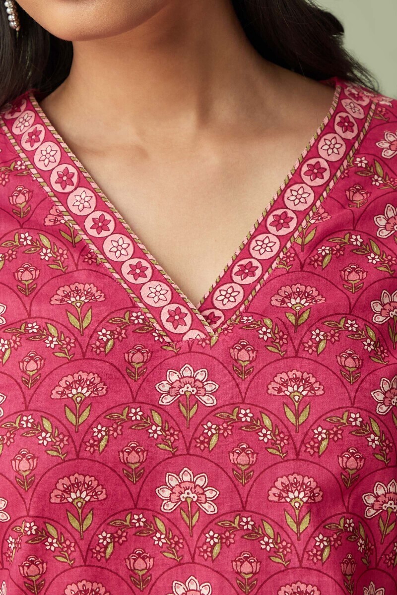 Pink Hand Printed Cotton Top