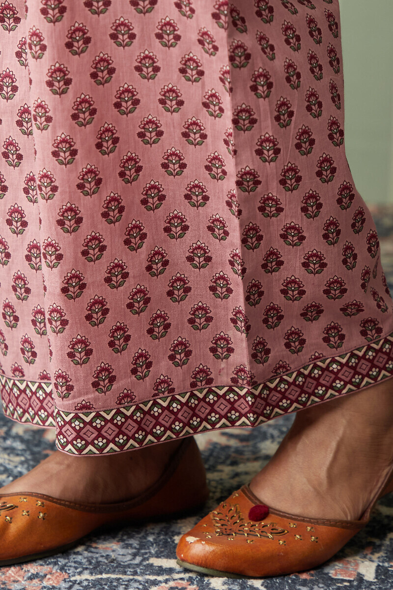 Pink Hand Printed Cotton Farsi