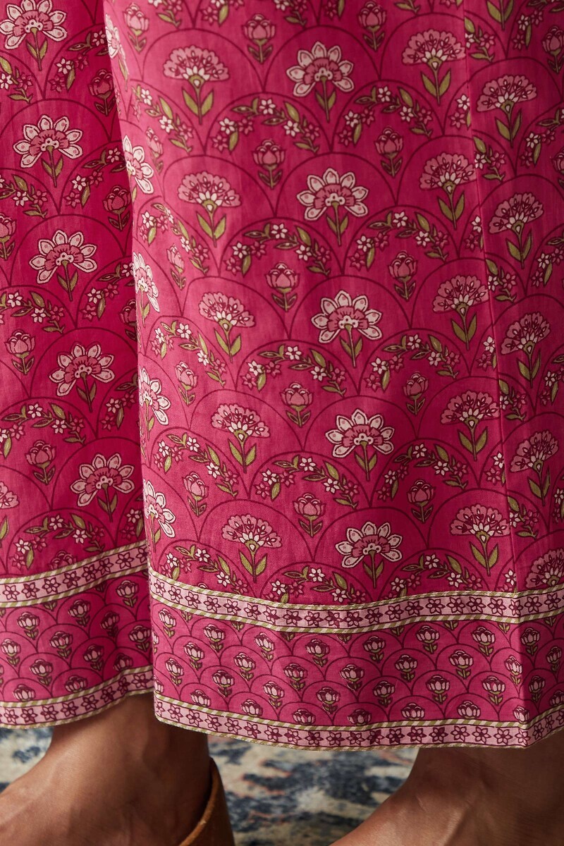 Pink Hand Printed Cotton Farsi