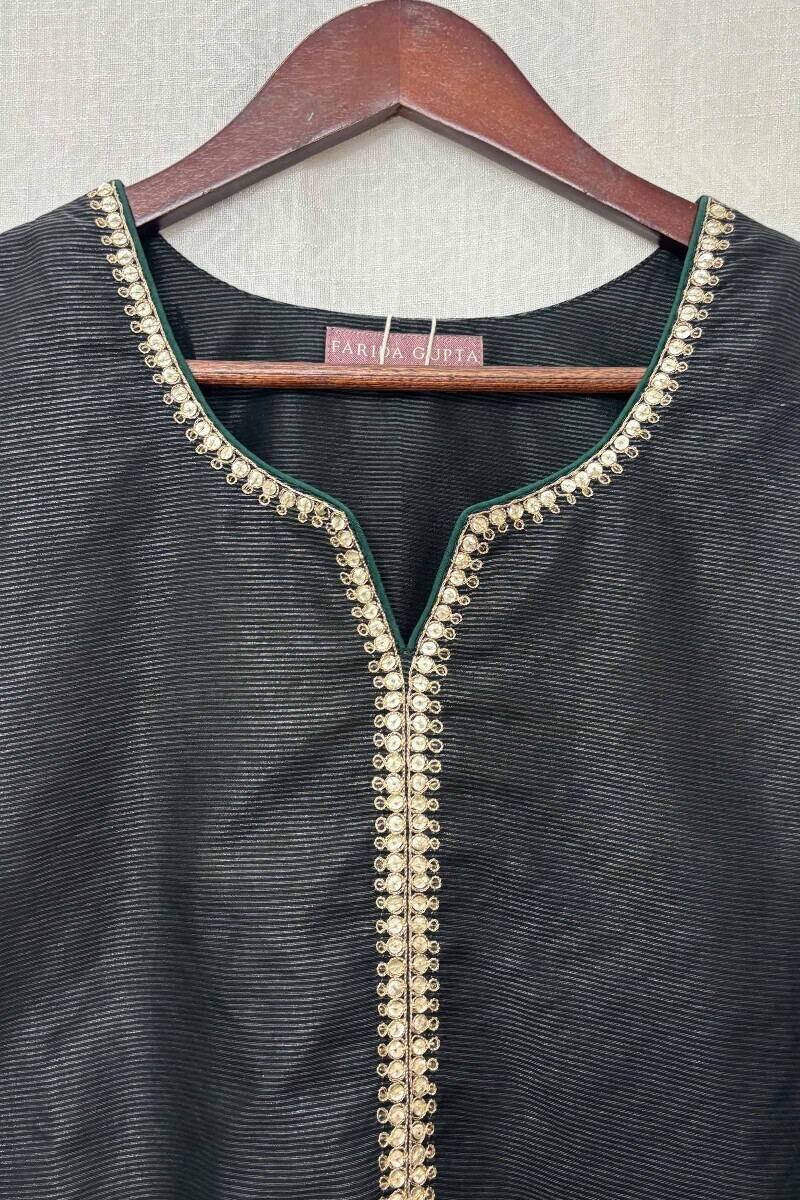 Black Handcrafted Chanderi Top