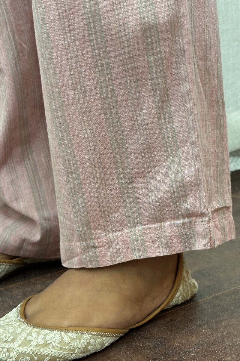 Pink Handcrafted Handloom Cotton Straight Farsi