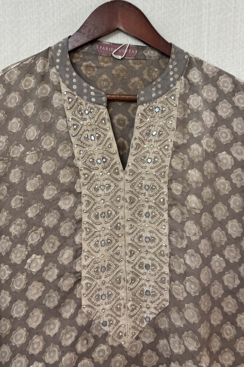 Dabu Hand Block-Printed Straight Viscose Kurta