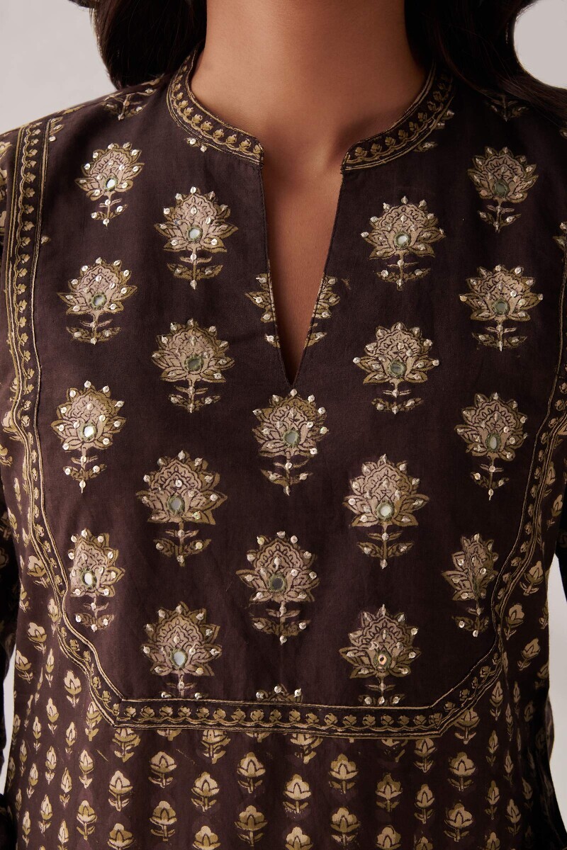 Bagru Hand Block-Printed Straight Cotton Kurta