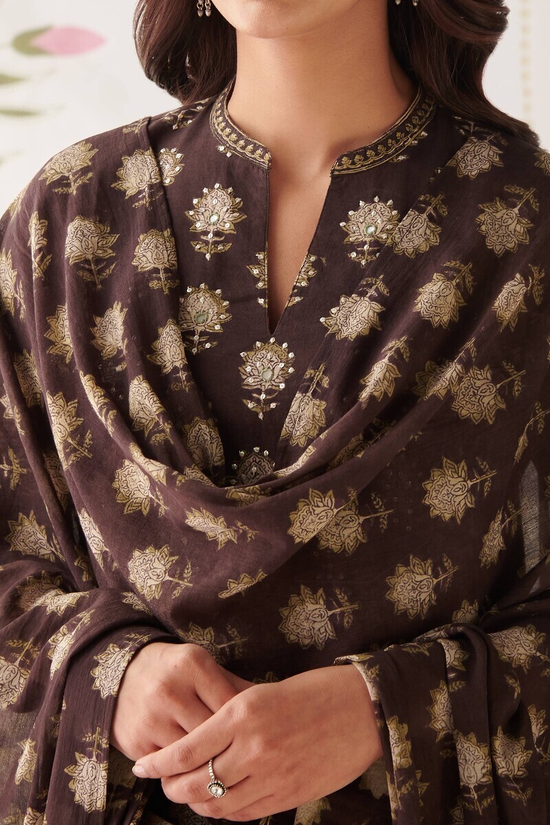 Bagru Hand Block-Printed Cotton Mul Dupatta