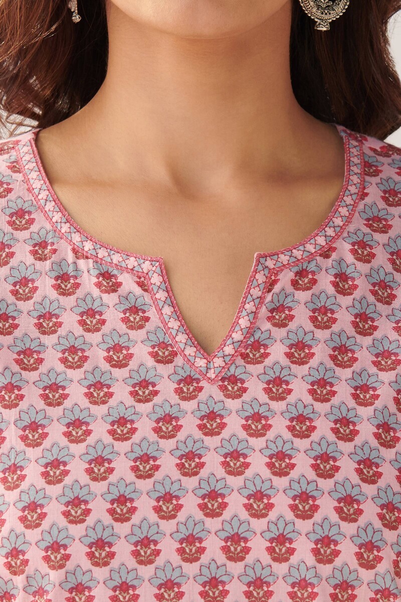 Pink Hand Printed Cotton Loungewear Set
