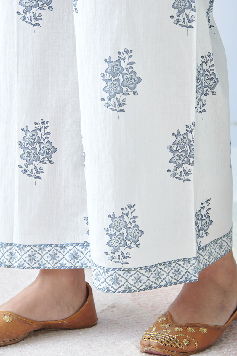 White Hand Printed Cotton Farsi