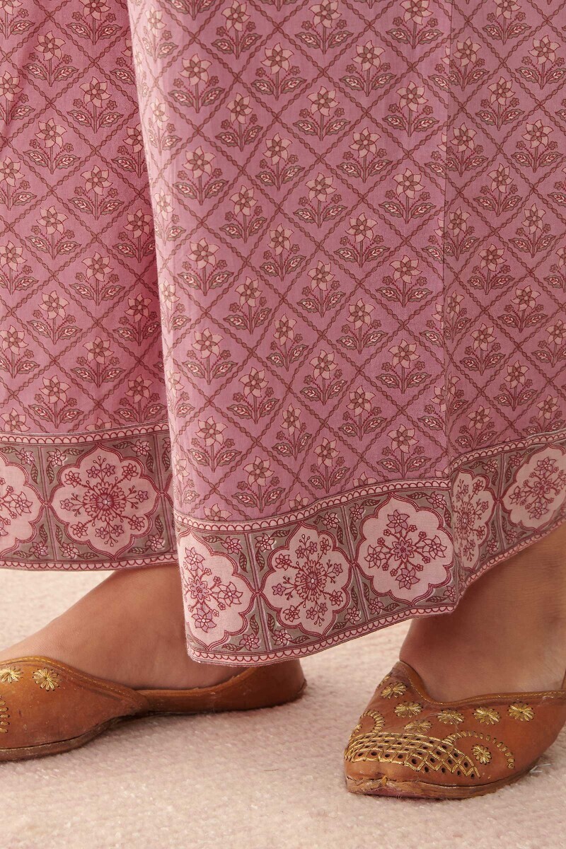 Pink Hand Printed Cotton Farsi