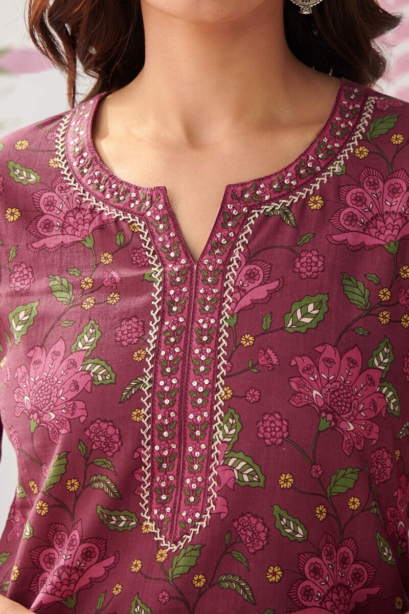 Mauve Hand Printed Cotton Top