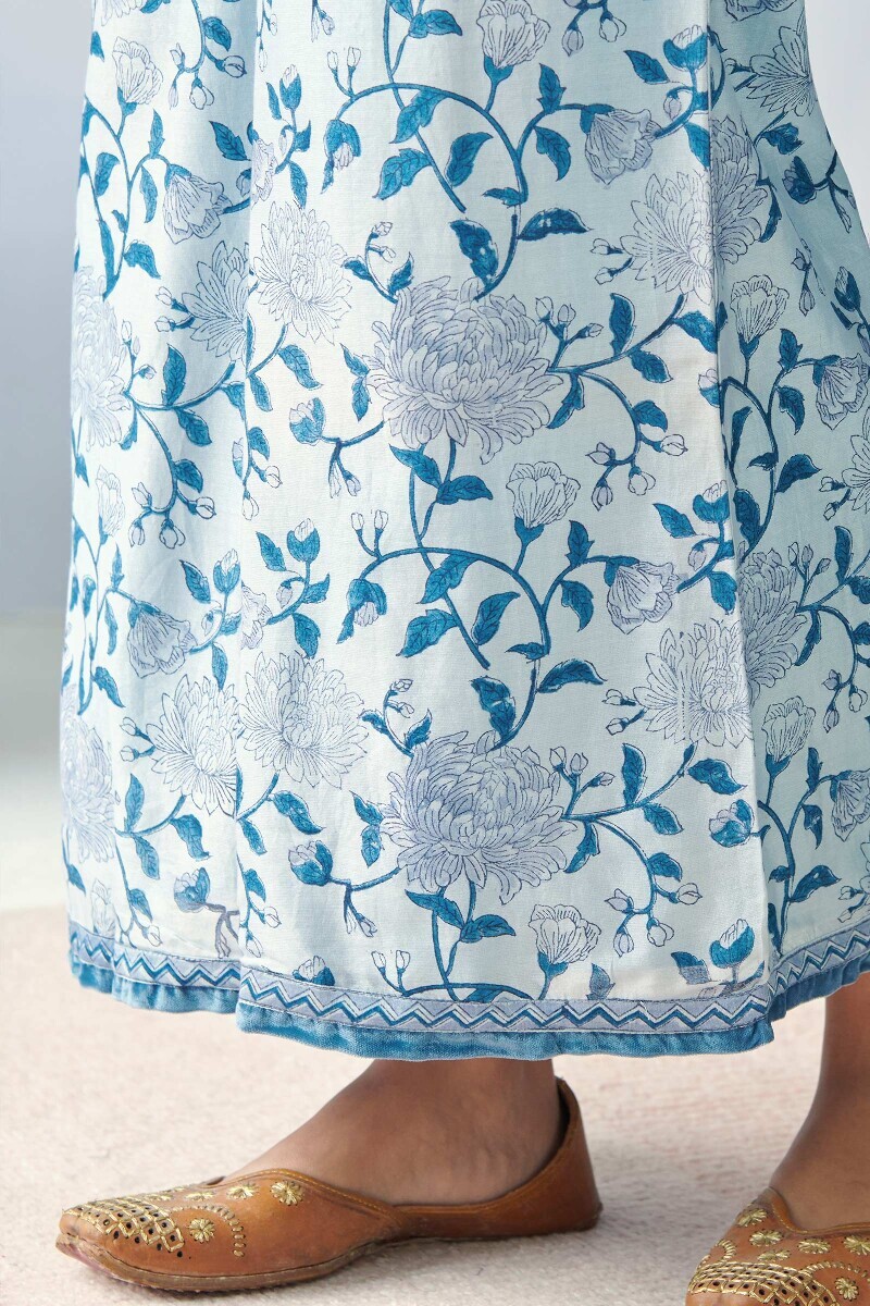 Blue Hand Block Printed Chanderi Palazzos