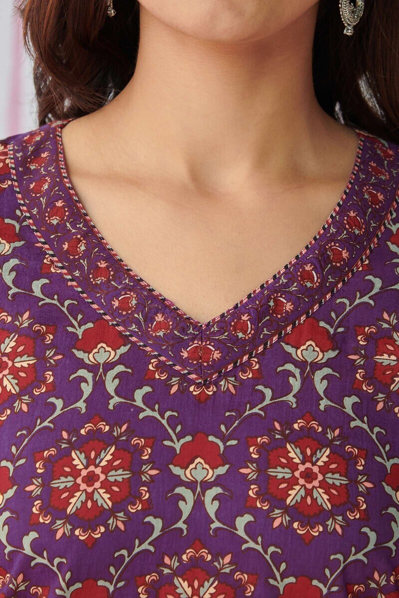 Purple Hand Printed Cotton Top