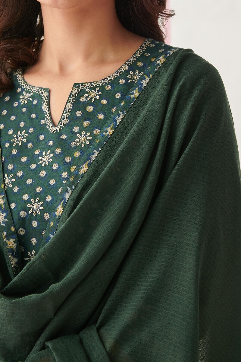 Green Handcrafted Kota Dupatta
