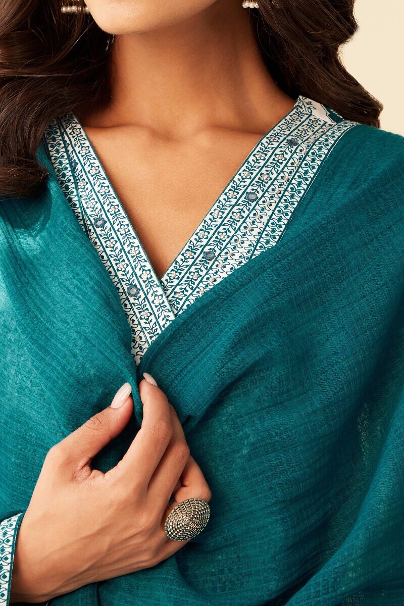 Blue Handcrafted Cotton Kota Dupatta