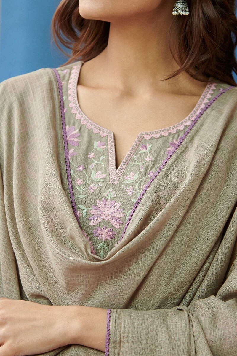 Grey Handcrafted Kota Dupatta