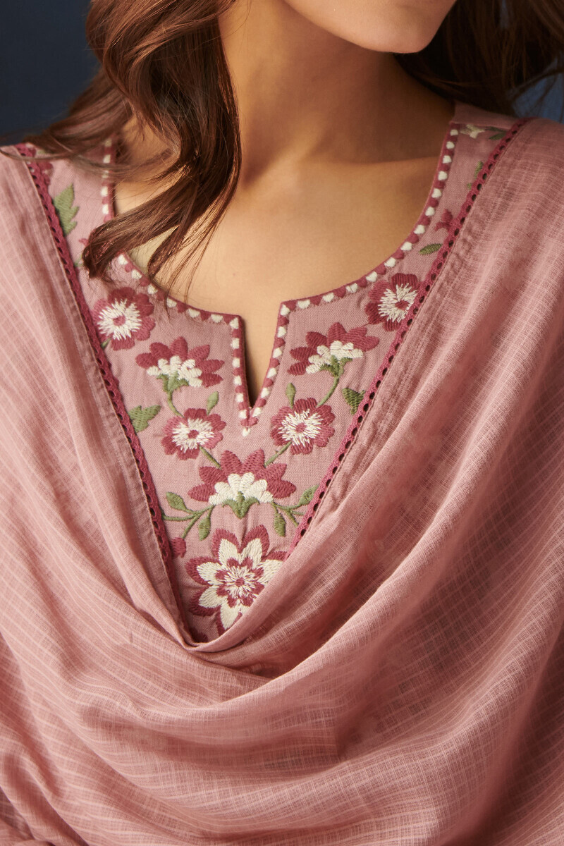 Pink Handcrafted Kota Dupatta