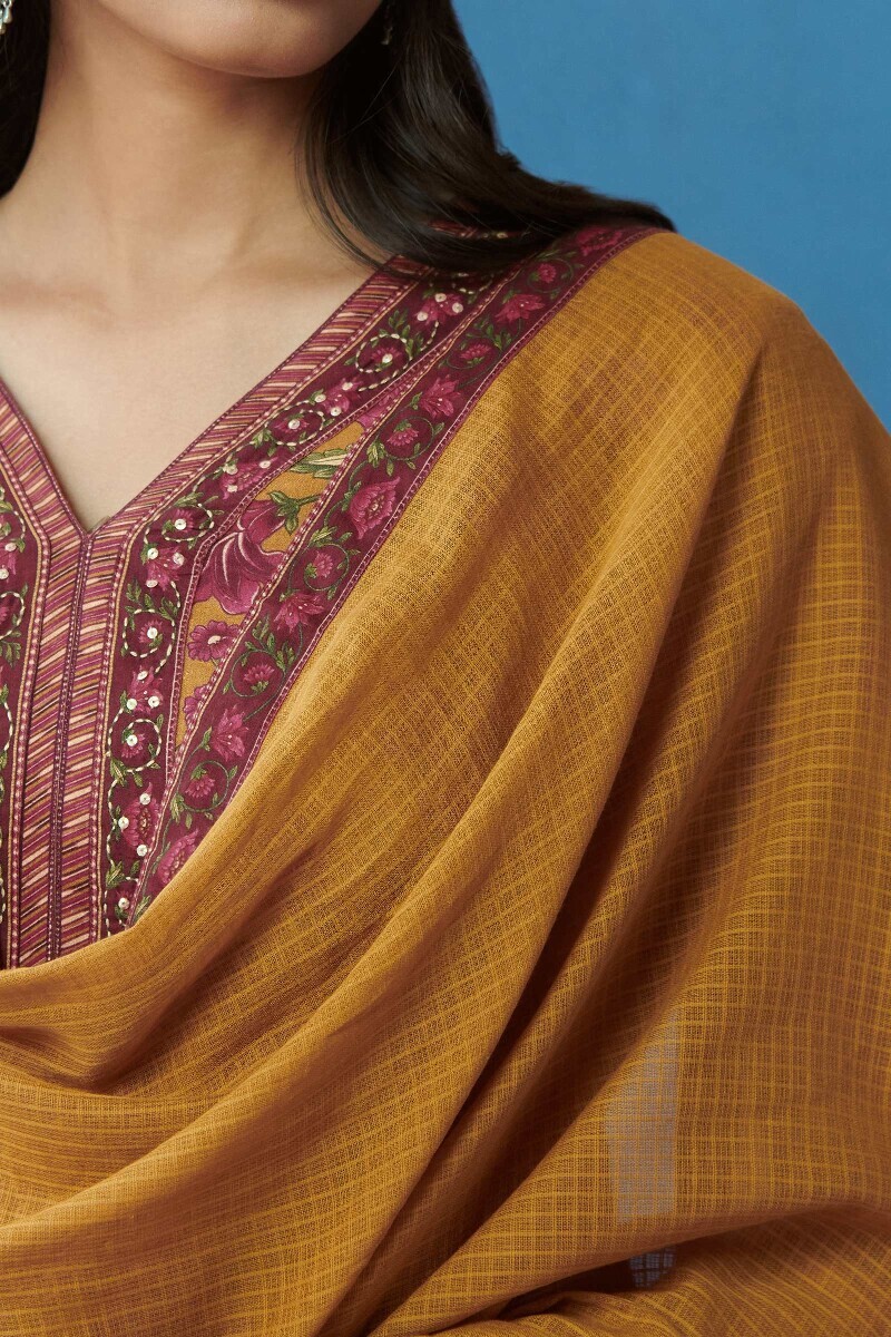 Mustard Handcrafted Kota Dupatta