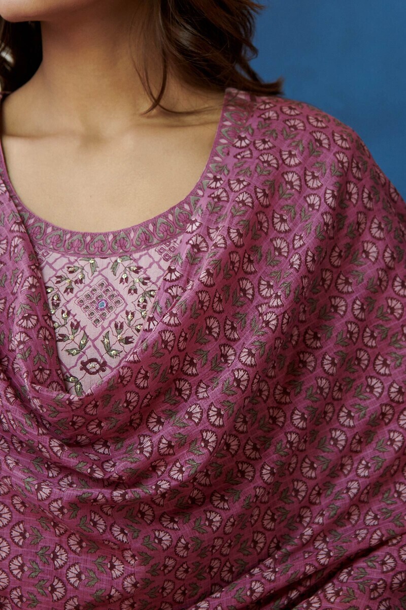 Pink Hand Printed Kota dupatta