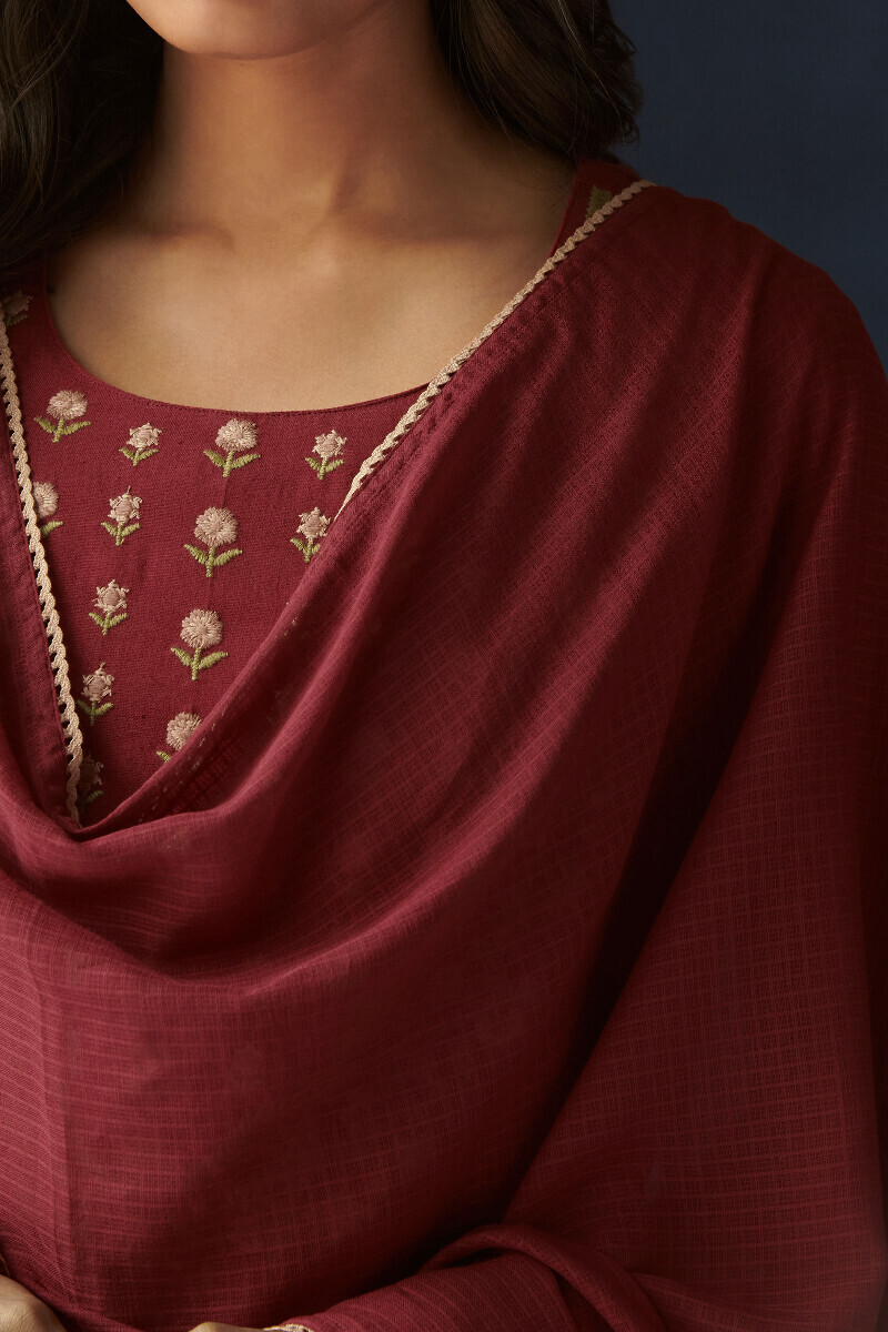 Red Handcrafted Kota Dupatta