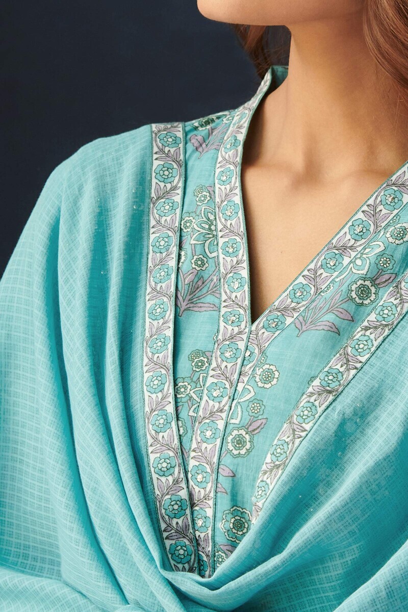 Blue Handcrafted Kota Dupatta