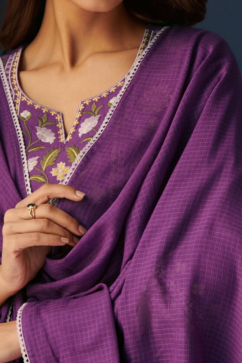 Purple Handcrafted Kota Dupatta