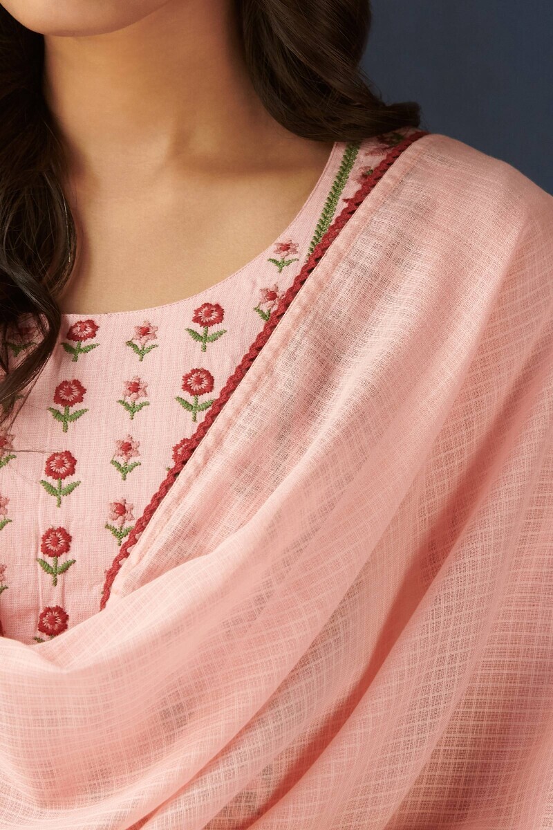 Pink Handcrafted Kota Dupatta