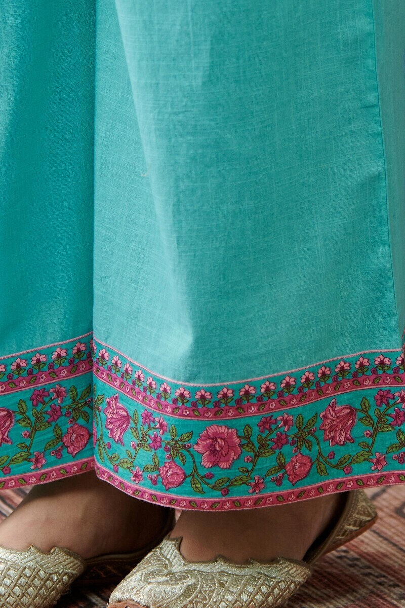 Blue Handcrafted Cotton Slub Farsi
