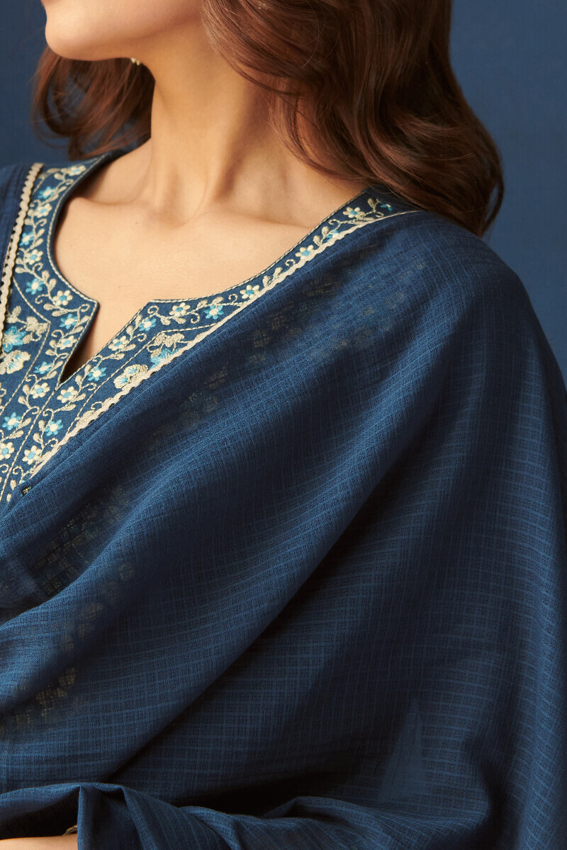 Blue Handcrafted Kota Dupatta