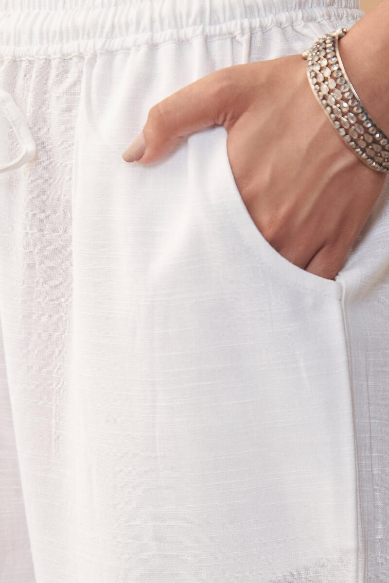 White Handcrafted Cotton Farsi Pants