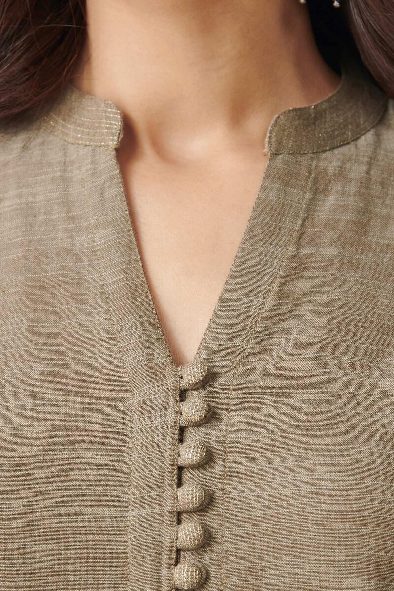 Brown Handcrafted Straight Cotton Kurta
