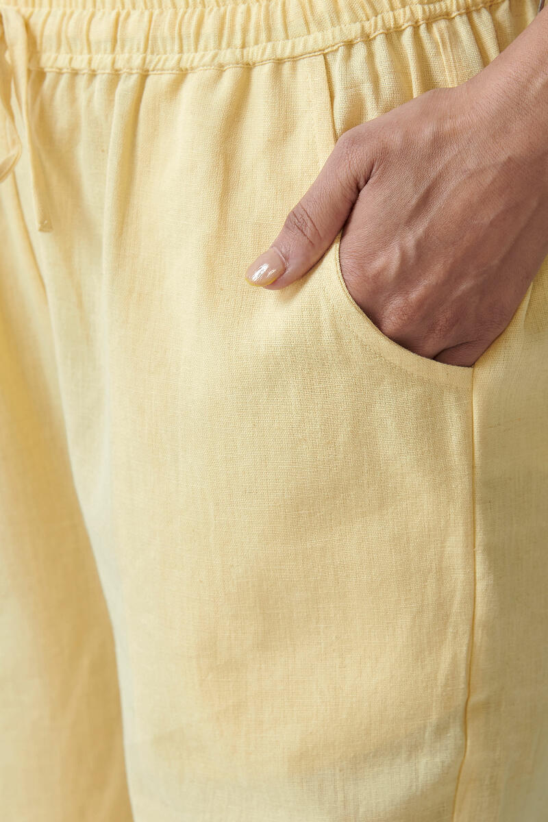 Yellow Handcrafted Cotton Farsi Pants