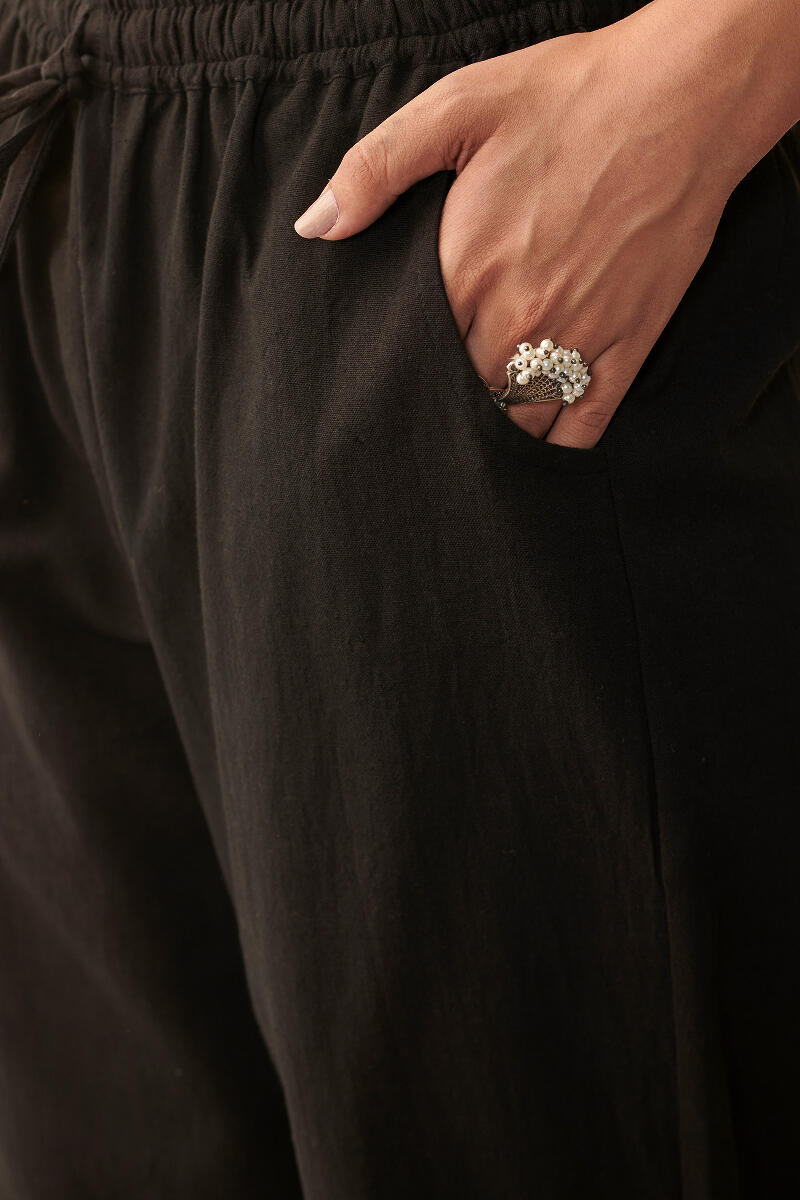 Black Handcrafted Cotton Pants