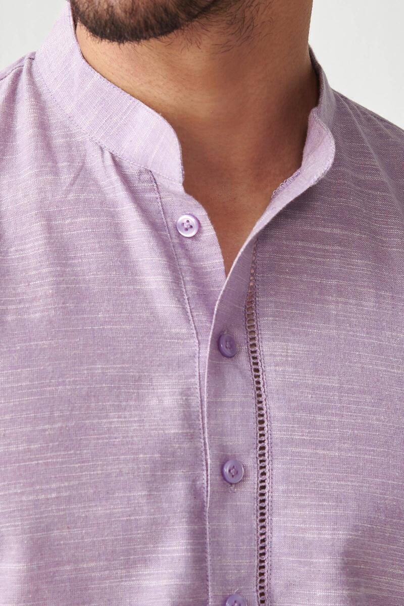 Lilac Handcrafted Cotton Kurta