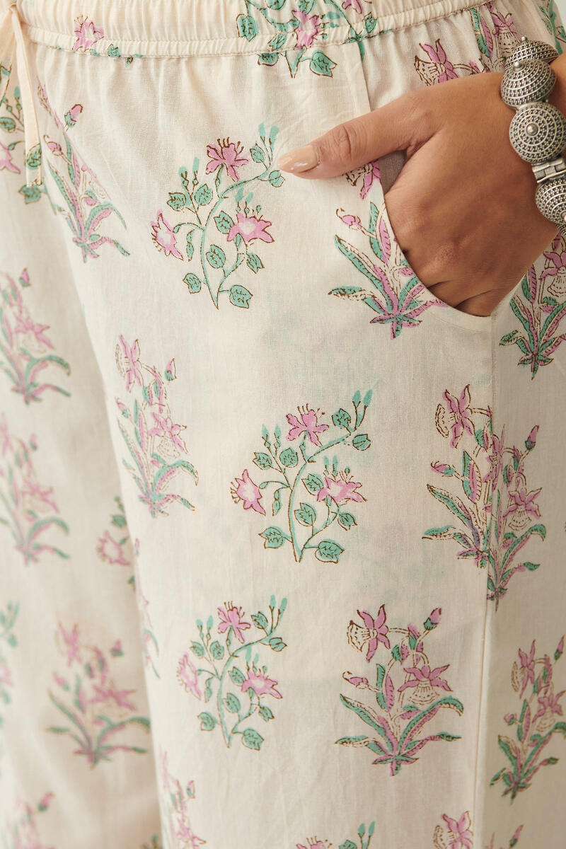 Off-White Hand Block Printed Cotton Farsi