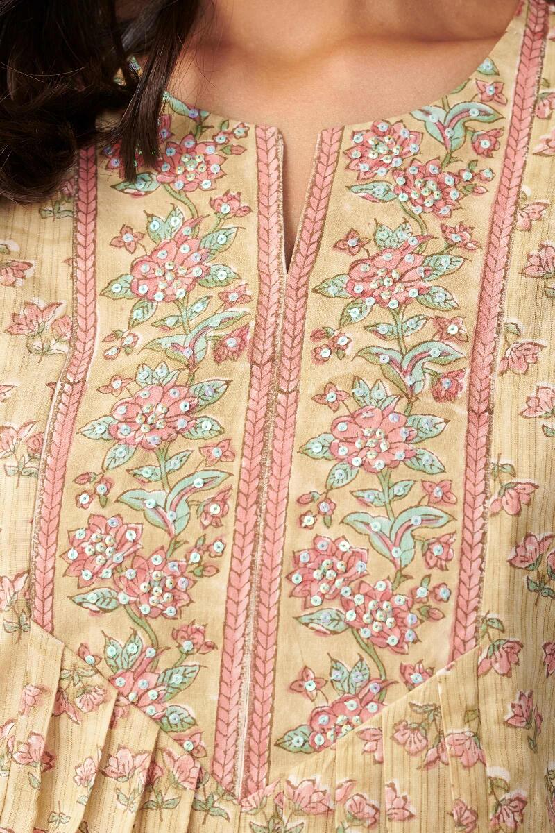 Mustard Hand Block Printed Cotton Top