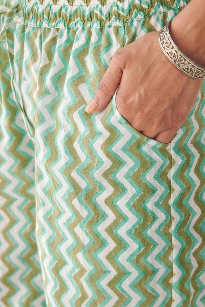 Green Hand Block Printed Cotton Farsi