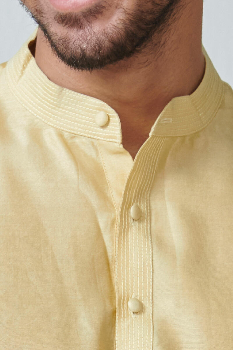 Yellow Handcrafted Chanderi Kurta