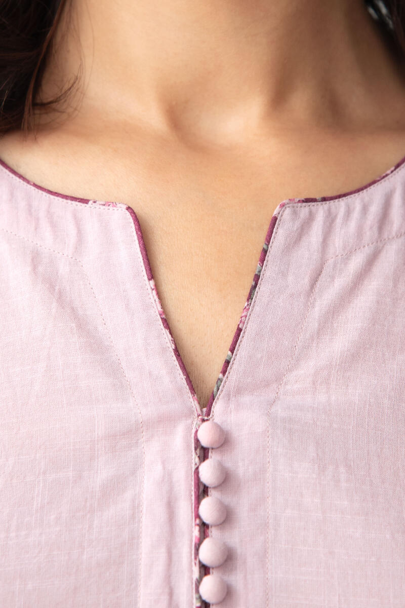 Purple Handcrafted A-Line Cotton Kurta
