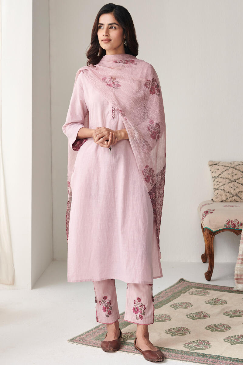 Purple Handcrafted A-Line Cotton Kurta