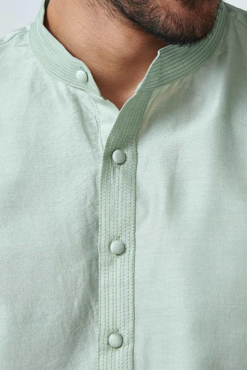 Green Handcrafted Chanderi Kurta