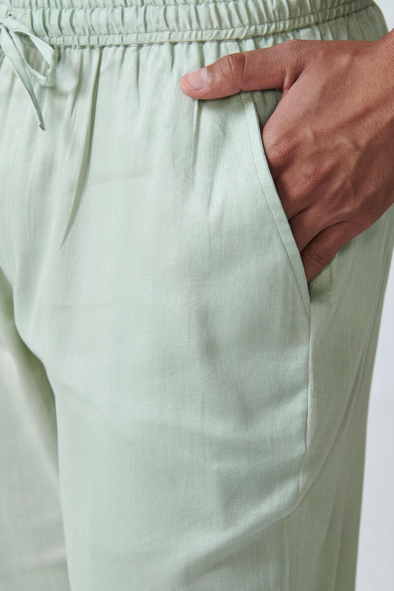 Green Handcrafted Vegan Silk Pants