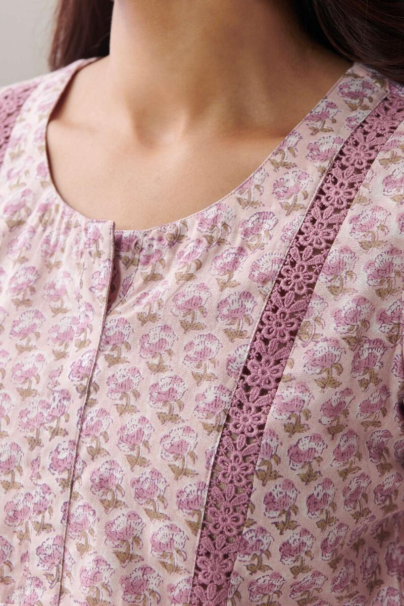 Purple Hand Block Printed Cotton Top