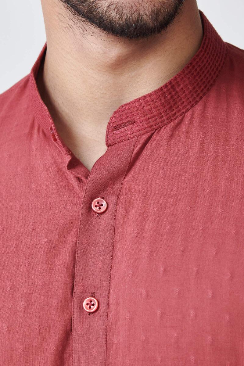 Maroon Handcrafted Cotton Kurta