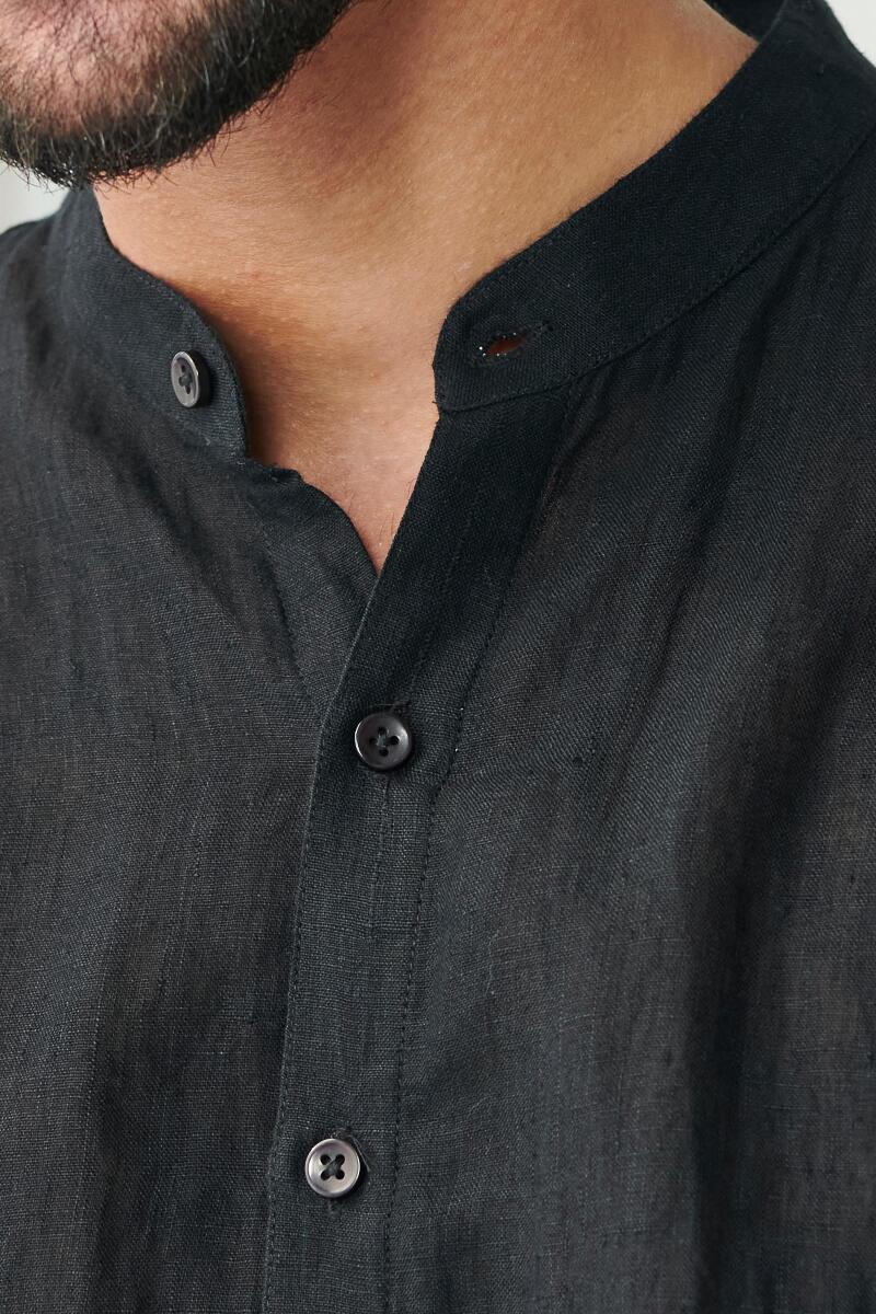 Black Handcrafted Linen Shirt