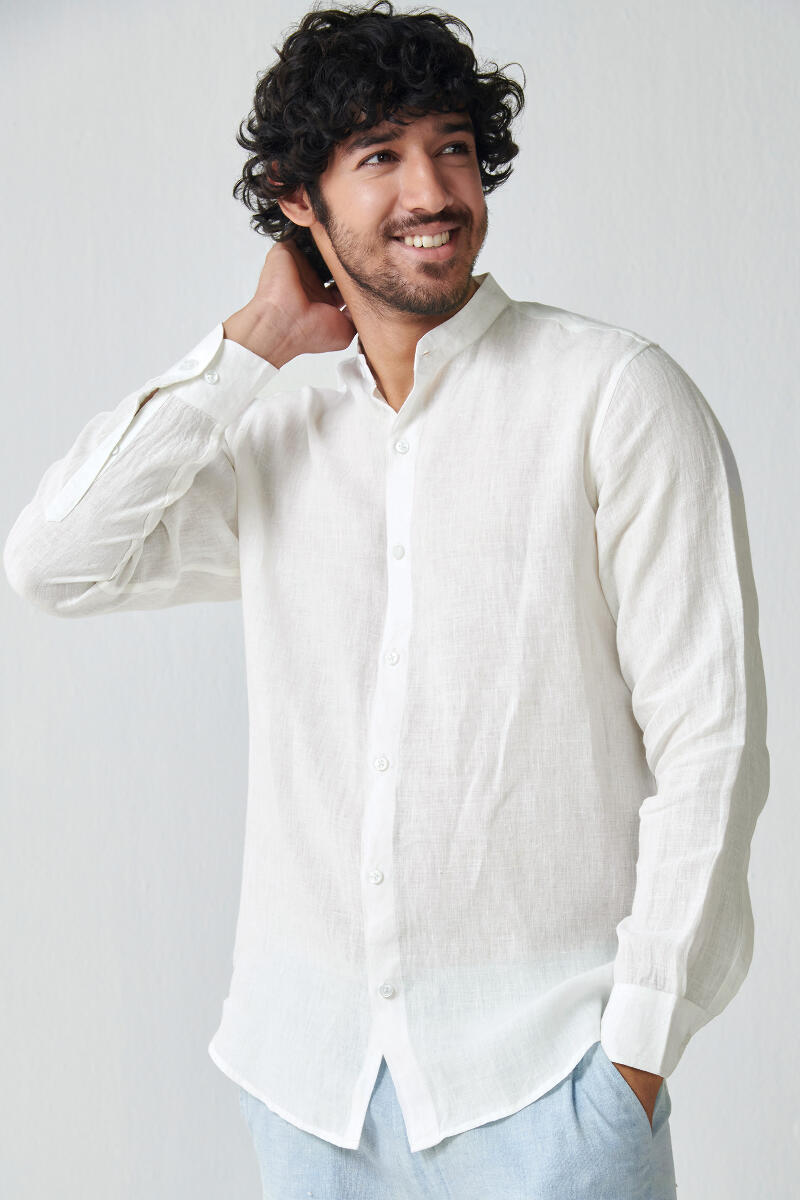 White Handcrafted Linen Shirt