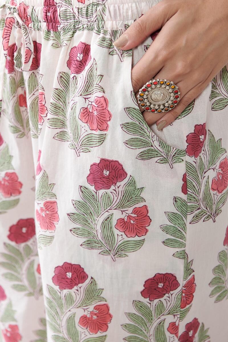 Off-White Hand Block Printed Cotton Farsi