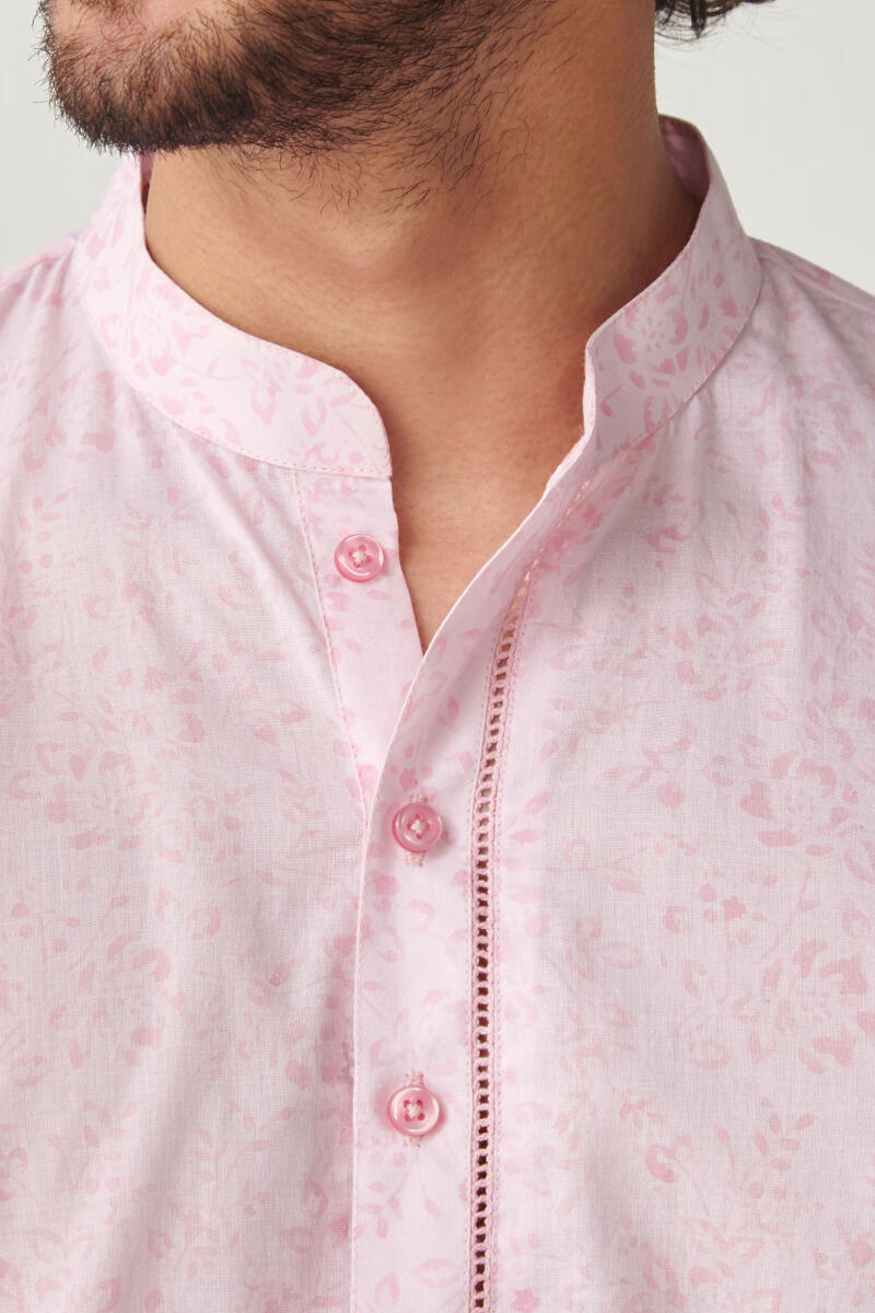 Pink Hand Block Printed Cotton Kurta