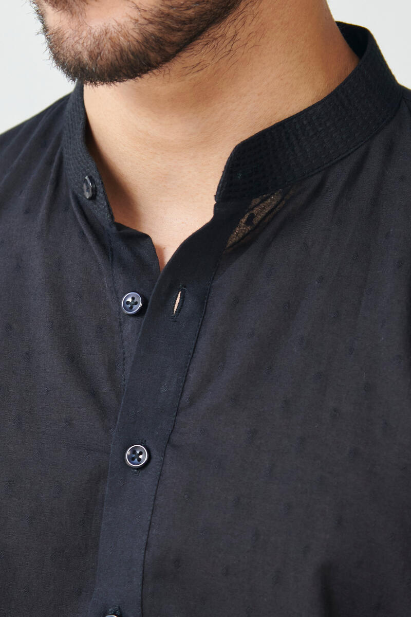 Black Handcrafted Cotton Kurta