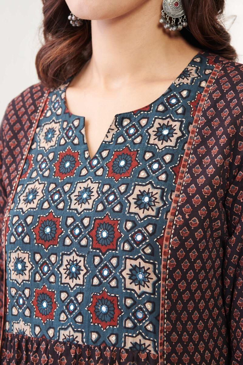 Ajrak Hand Block Printed A-Line Cotton Kurta