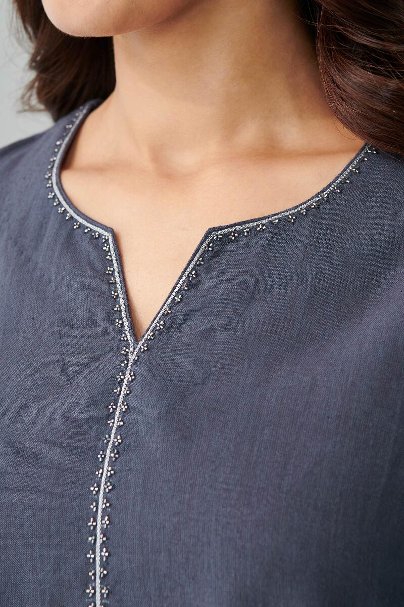 Indigo Handcrafted Straight Cotton Kurta