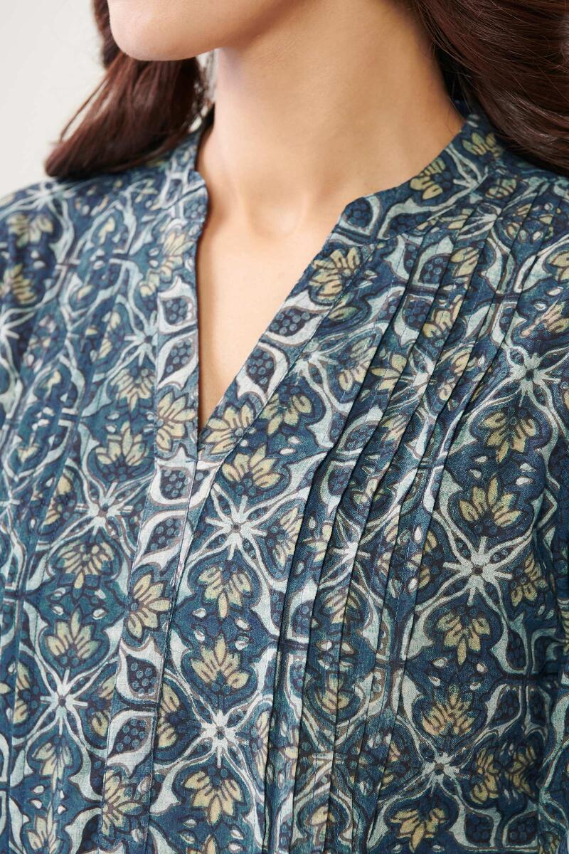 Indigo Hand Block Printed Cotton Top