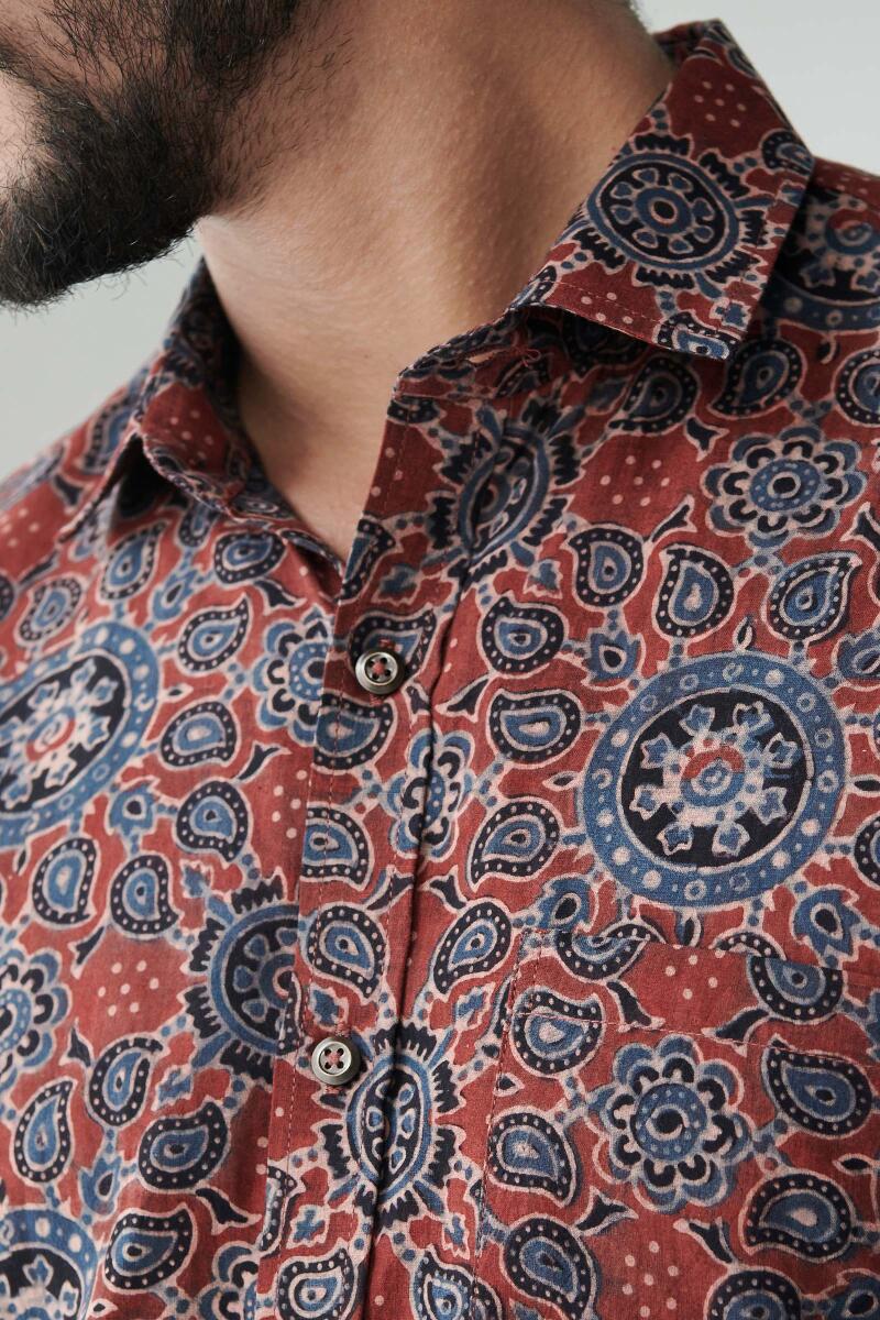 Ajrak Hand Block Printed Cotton Shirt